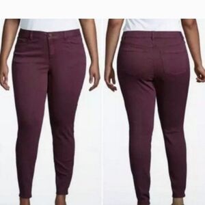 Lane Bryant Ultimate Stretch High Rise Skinny Burgundy Jegging Jeans 18